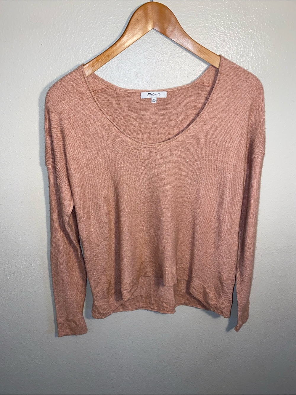 Madewell Pink Scoop Neck Knit Sweater Merino Wool Alpaca Blend Size M